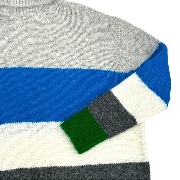 Vince Camuto Turtleneck Sweater Colorblock Stripes Gray Blue Green Cream | Small - Picture 6 of 8